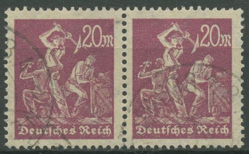 Deutsches Reich 1923 Freimarke Arbeiter 241 waagerechtes Paar gestempelt