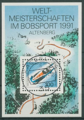 Bund 1991 Bobsport WM Altenberg Block 23 mit TOP-Stempel (C98669)