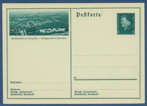 Dt. Reich 1931 Bildpostkarte Klotzsche P 192 /012 ungebraucht (X41420)