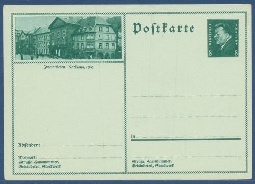 Dt. Reich 1930 Bildpostkarte Zweibrücken P 189 /061 ungebraucht (X41350)