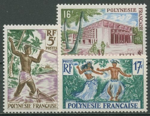 Französisch-Polynesien 1960 Fischer Tänzer Postamt 16/18 postfrisch