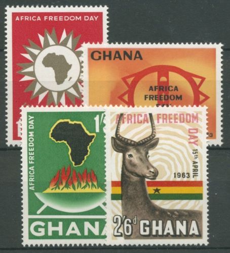 Ghana 1963 Tag der Afrikanischen Freiheit Gazelle Karte 141/44 postfrisch