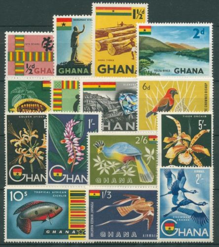 Ghana 1959 Vögel Blumen Diamant Kakao Fisch Holz 48/62 postfrisch