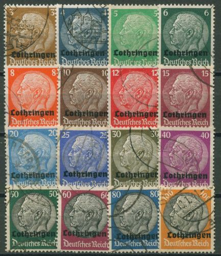 Lothringen 1940 Freimarken Hindenburg mit Aufdruck 1/16 gestempelt