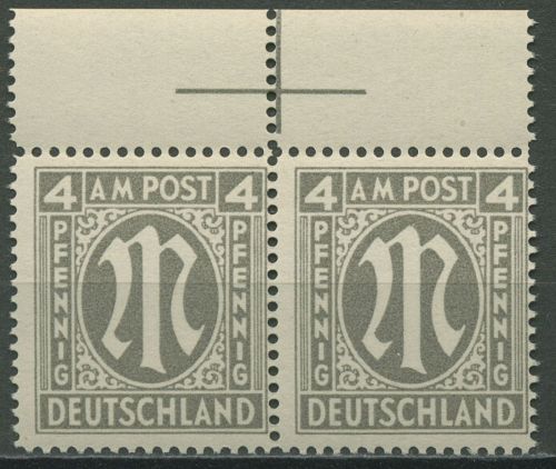 Bizone 1945 AM-POST Engl. Druck Passerkreuz oben, Papier y, 11 C y postfrisch