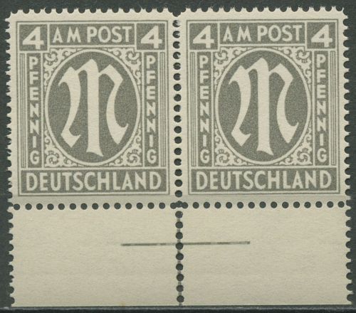Bizone 1945 AM-POST Engl. Druck Passerkreuz unten, Papier y, 11 C y postfrisch