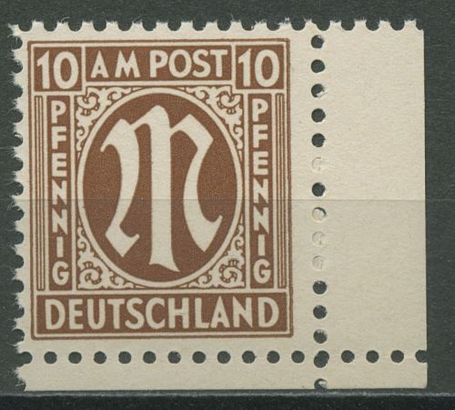 Bizone 1945 AM-POST Amerik. Druck 6 x Ecke 4, Papier x postfrisch