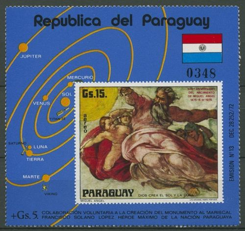Paraguay 1975 Michelangelo Block 249 postfrisch (C18801)