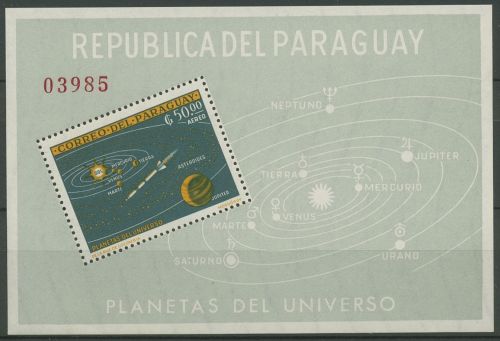 Paraguay 1962 Sonnensystem Weltraum Block 32 postfrisch (C67053)