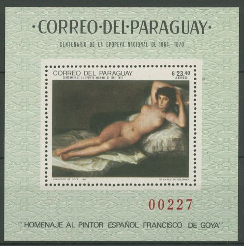 Paraguay 1969 Gemälde F. de Goya Block 132 postfrisch (C67056)