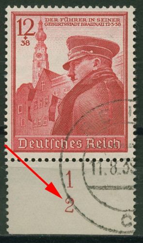 Dt. Reich 1939 50. Geb. von Hitler Unterrand mit Formnummer 691 FN 2 gestempelt