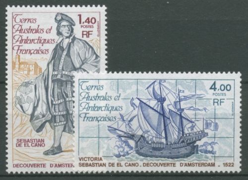 Franz. Antarktis 1980 Schiffe Seefahrer Sebastian del Cano 142/43 postfrisch