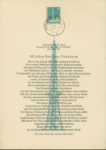 Berlin 1956 Berliner Stadtbilder 135 amtliches Ersttagsblatt ETB 2 (X12971)
