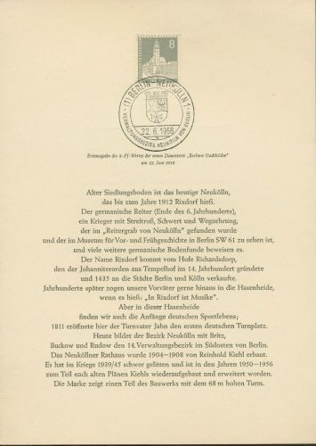 Berlin 1956 Berliner Stadtbilder 143 amtliches Ersttagsblatt ETB 5 (X12974)