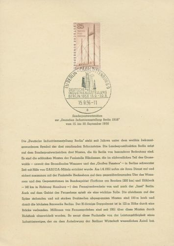 Berlin 1956 Dt. Industrie-Ausstellung 157 amtl. Ersttagsblatt ETB 12 (X12981)