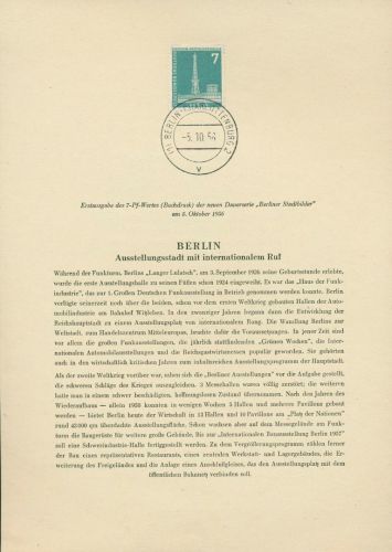 Berlin 1956 Berliner Stadtbilder 142 amtliches Ersttagsblatt ETB 13 (X12982)