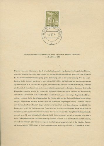 Berlin 1956 Berliner Stadtbilder 150 amtliches Ersttagsblatt ETB 14 (X12983)