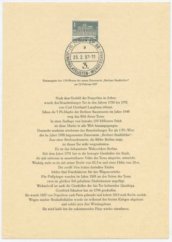 Berlin 1956 Berliner Stadtbilder 140 amtliches Ersttagsblatt ETB 18 (X12987)