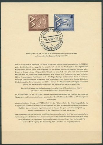 Berlin 1957 Int. Bau-Ausstellung 160+162 amtliches Ersttagsblatt ETB 21 (X12990)