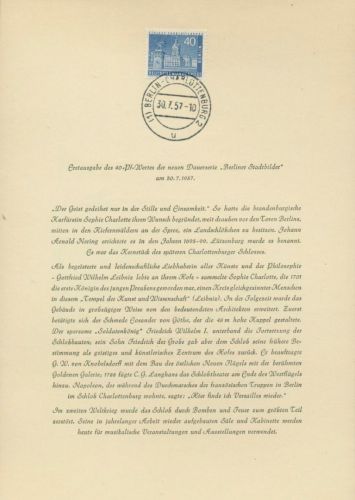 Berlin 1957 Berliner Stadtbilder 149 amtliches Ersttagsblatt ETB 24 (X12993)
