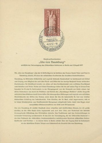 Berlin 1957 Ostdeutscher Kulturrat 173 amtliches Ersttagsblatt ETB 25 (X12994)