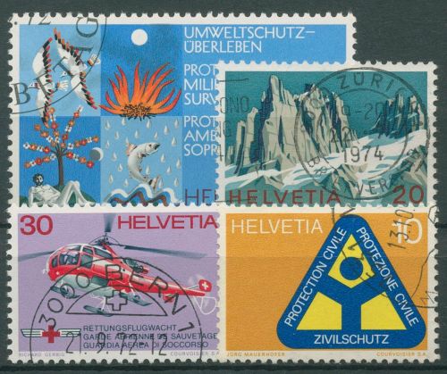 Schweiz 1972 Ereignisse Alpen Rettungsflugwacht Umweltschutz 975/78 gestempelt