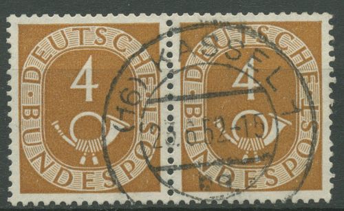 Bund 1951 Posthorn Bogenmarken 124 waagerechtes Paar gestempelt