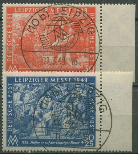SBZ Allgemeine Ausgabe 1949 Leipziger Messe 230/31 Rand rechts TOP Sonderstempel