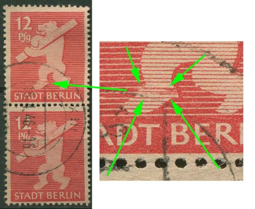 SBZ Berlin & Brandenburg 1945 Freim. m. Plattenfehler 5 AA waz XVII gestempelt