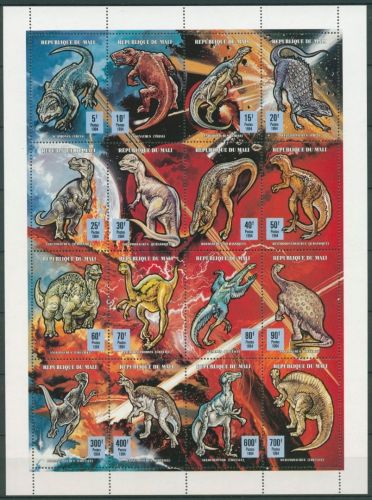 Mali 1994 Prähistor. Tiere Dinosaurier 1203/18 A ZD-Bogen postfrisch (SG24525)