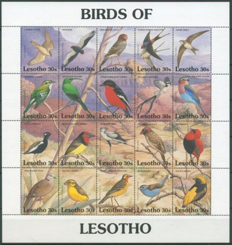 Lesotho 1992 Vögel Falke Schwalbe Sekretär 945/64 ZD-Bogen postfrisch (SG26685)