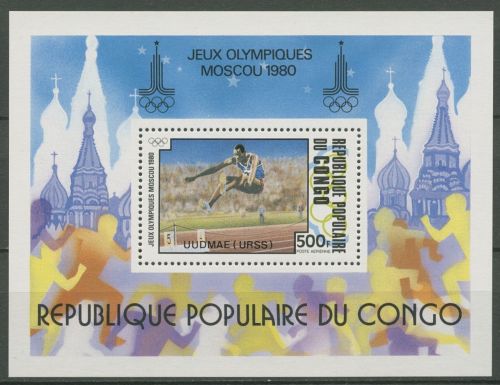 Kongo (Brazzaville) 1980 Medaillen Olympiade Moskau Block 26 postfrisch (C42703)