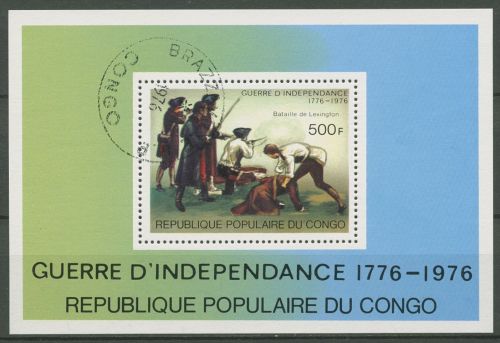 Kongo (Brazzaville) 1976 200 Jahre USA Schlacht Block 10 gestempelt (C62612)