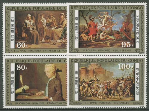 Kongo (Brazzaville) 1976 EUROPAFRIQUE Gemälde 523/26 postfrisch