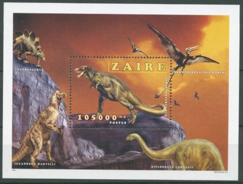 Kongo - Zaire 1996 Dinosaurier Tyrannosaurus Block 63 A postfrisch (C25984)