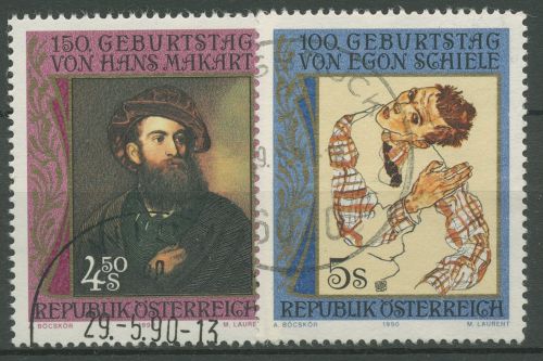 Österreich 1990 Maler Hans Makart Egon Schiele Gemälde 1991/92 gestempelt