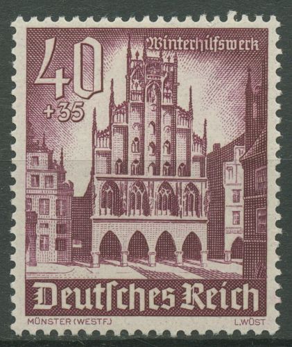 Deutsches Reich 1940 WHW Winterhilfswerk Bauwerke Rathaus Münster 759 mit Falz