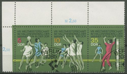 DDR 1974 Hallenhandball-WM 1928/30 ZD Zusammendruck W Zd 299 Ecke 1 mit SST