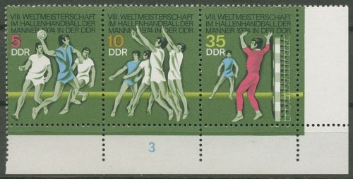 DDR 1974 Hallenhandball-WM 1928/30 ZD Zusammendruck W Zd 299 Ecke 4 postfrisch
