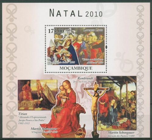 Mocambique 2010 Weihnachten Gemälde Block 380 postfrisch (C42717)