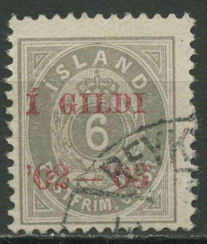Island 1902 Ziffer mit Krone im Oval, mit Aufdruck, 27 B gestempelt
