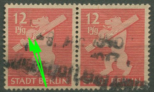 SBZ Berlin & Brandenburg 1945 Freimarke Plattenfehler 5 AA wb z f 34 gestempelt