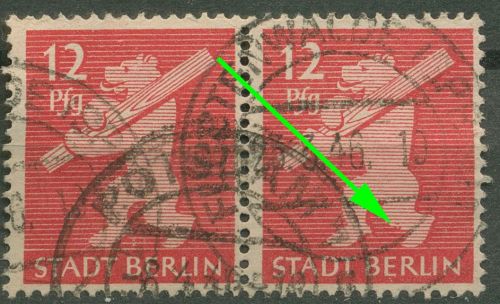 SBZ Berlin & Brandenburg 1945 Freimarke Plattenfehler 5 AA wb z f 43 gestempelt