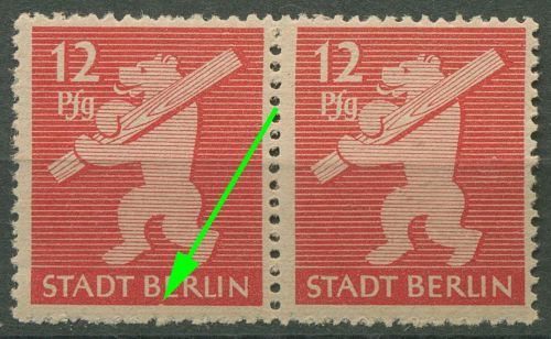 SBZ Berlin & Brandenburg 1945 Freimarke Plattenfehler 5 AA wa z f 46 postfrisch