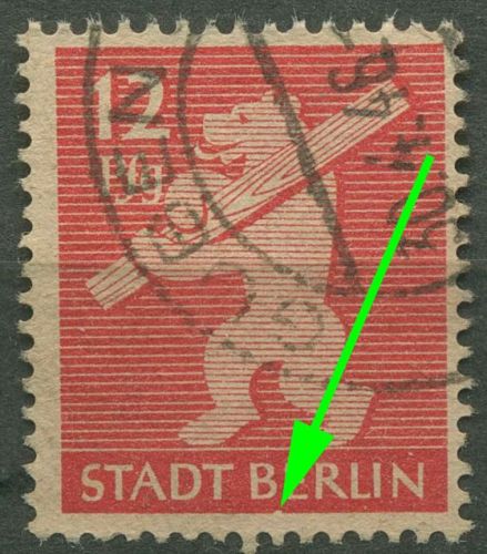 SBZ Berlin & Brandenburg 1945 Freimarke Plattenfehler 5 AA wa z f 46 gestempelt