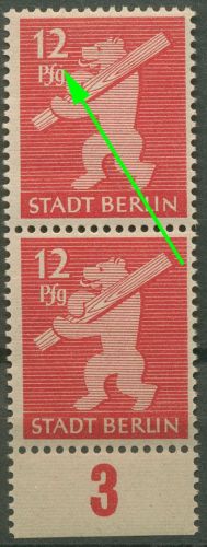 SBZ Berlin & Brandenburg 1945 Freimarke Plattenfehler 5 AA wb z f 83B postfrisch