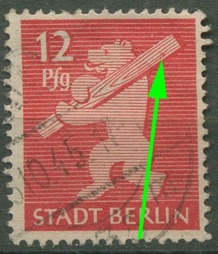 SBZ Berlin & Brandenburg 1945 Freimarke Plattenfehler 5 AA wb z f 100B gestemp.