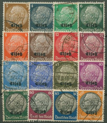 Elsass 1940 Freimarken Hindenburg mit Aufdruck Elsaß 1/16 gestempelt