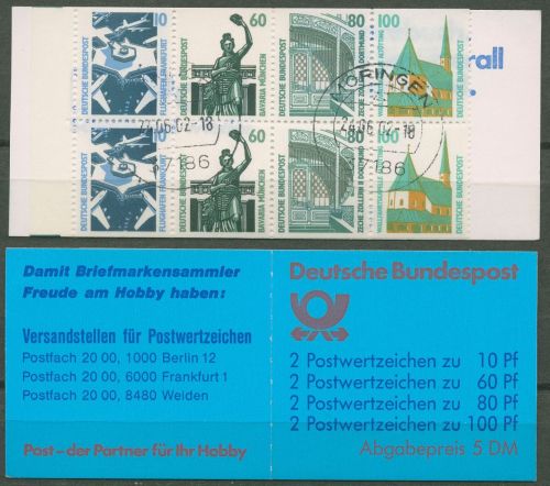 Bund 1989 Sehenswürdigkeiten Markenheftchen MH 26 a gestempelt
