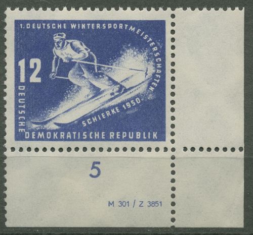 DDR 1950 Wintersportmeisterschaften mit Druckvermerk 246 DV postfrisch